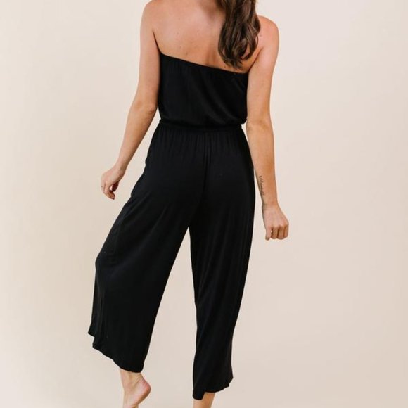 Cropped Tube Top Jumpsuit In Black - Picture 5 of 5